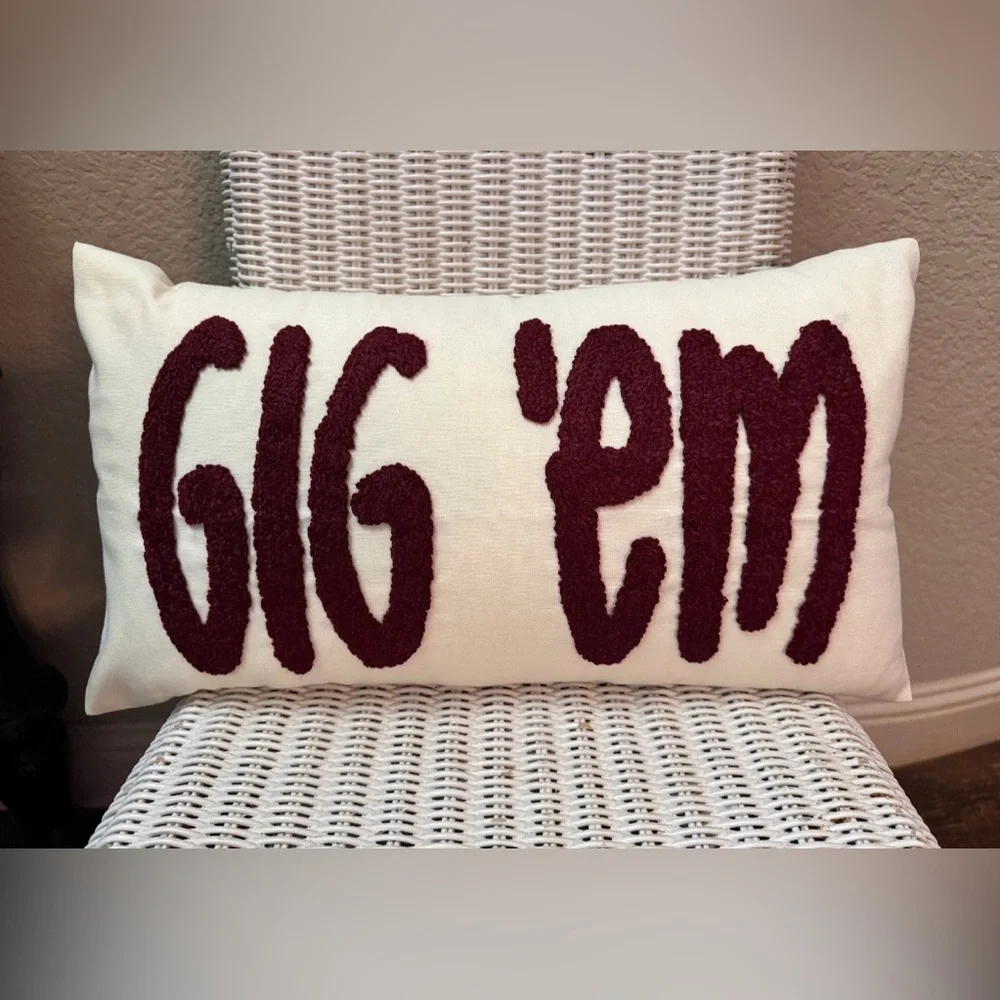 Gig ‘Em Chenille Pillow